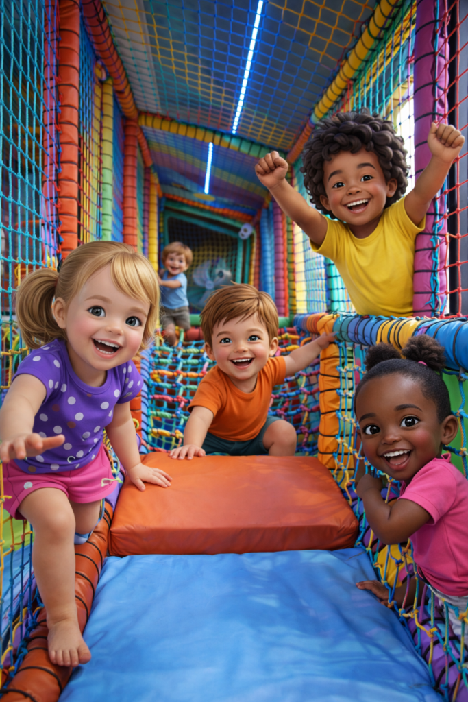 Kids enjoying unique birthday party entertainment on VoJo's Playbus in London